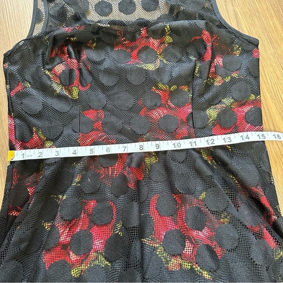 Betsey Johnson 10 Dress Floral Polka Dot Retro Rose Fit & Flare Mini Mesh Lace - Picture 10 of 11